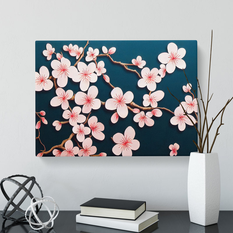 Virtuous Cherry Blossom Tree Flowers - Wrapped Canvas, 35cm H x 50cm W x 3cm D
