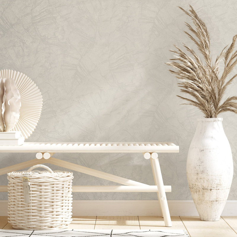 Terra Collection Graphic Stone Wallpaper Roll, Silver