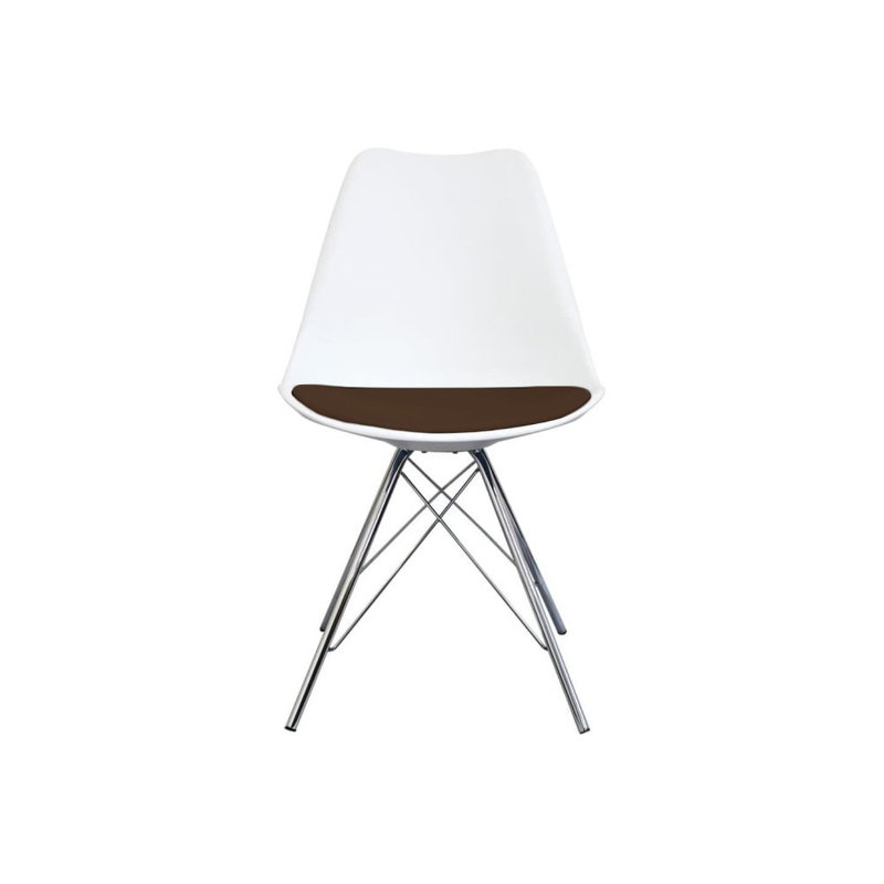 Topeka 45cm H Upholstered Side Chair, White/Brown