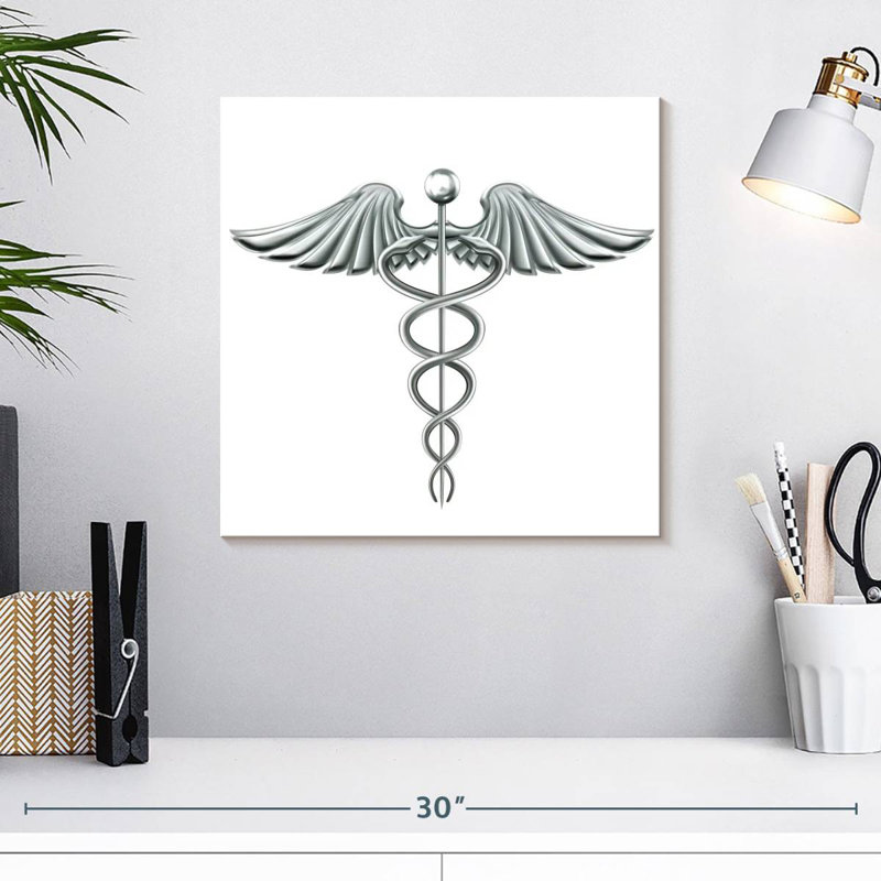 Alcaraz Medical Silver Caduceus Symbol, 16" H x 16" W