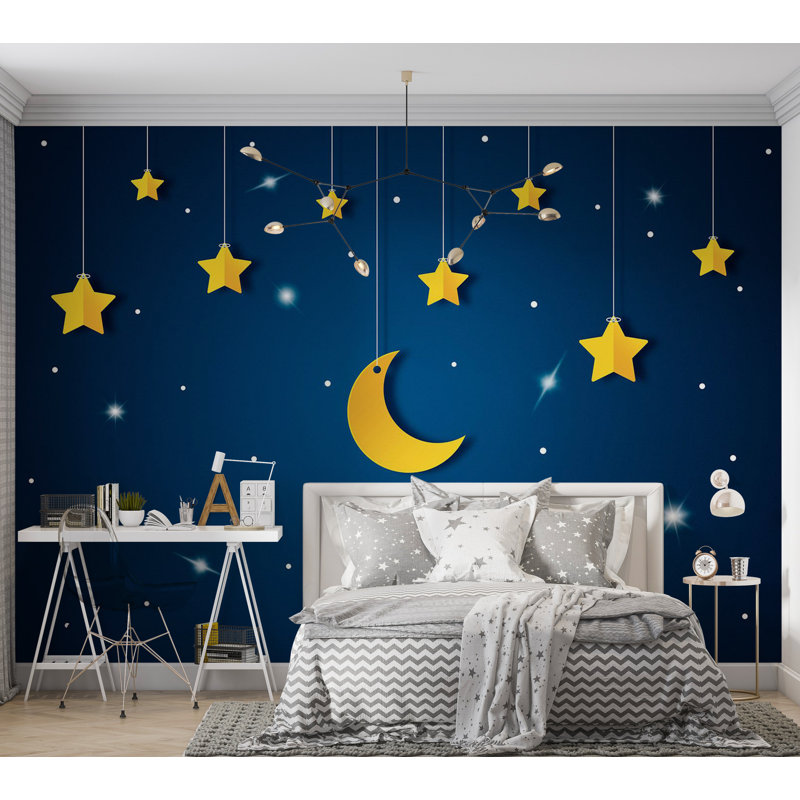 Adhésif mural pelez et collez, ciel bleu nuit, L 55 po x l 77 po