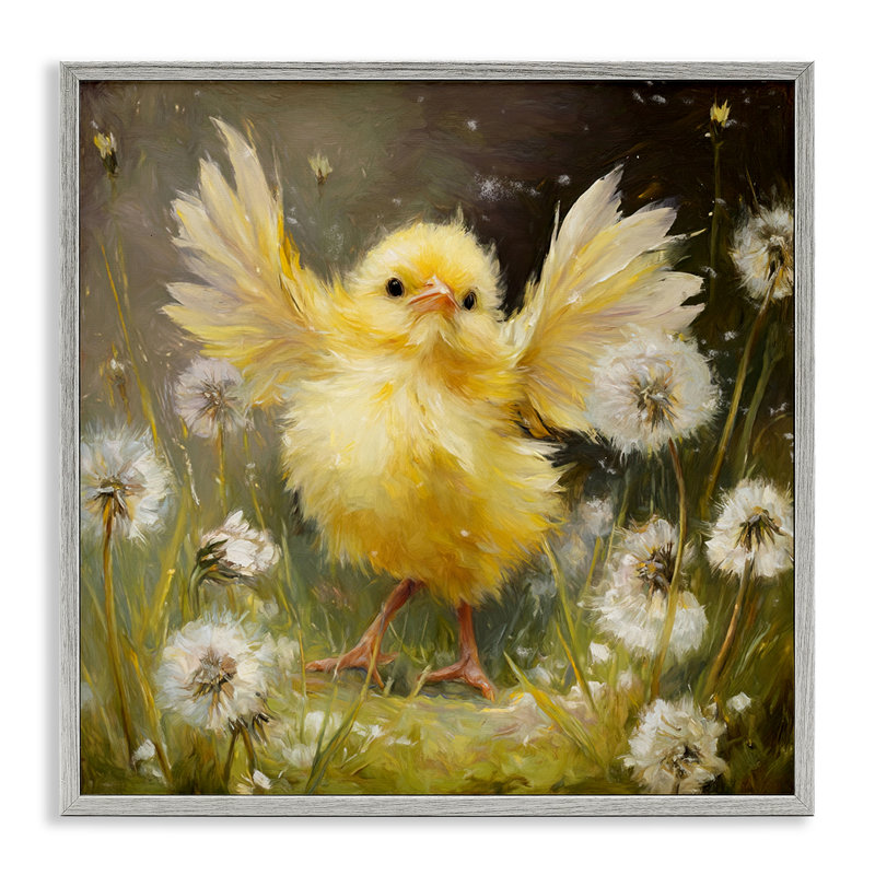 Giclée encadrée Free as a Peep Chick, design par Tina LeCour, H 24 po x l 24 po, Giclée de ferme grise encadrée