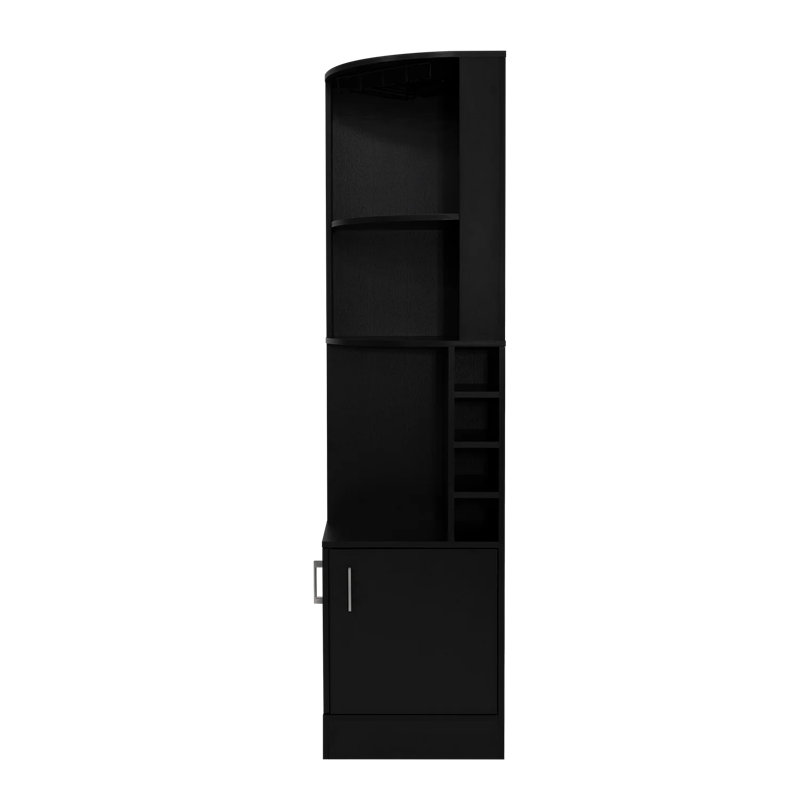 Lollis Syrah Space Efficient Corner Bar Cabinet with 2-Doors, Black