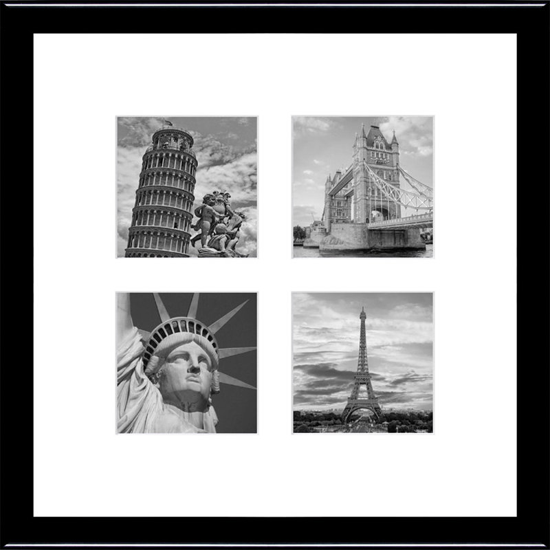 Lambertus Wood Picture Frame with Mat, Glossy Black