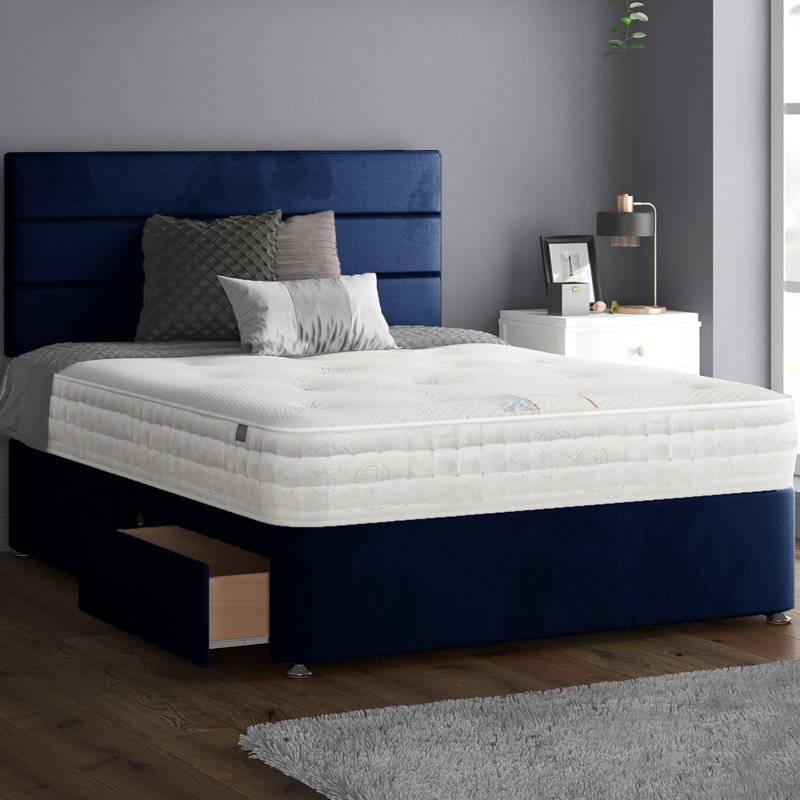 Hayder Divan Bed Base, Double (4'6), Royal Blue, 4 Drawers