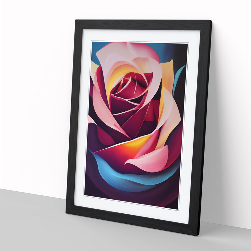 Rose Painting In Abstract Vol.1 - Single Picture Frame Print, Black, 64cm H x 46cm W x 2cm D