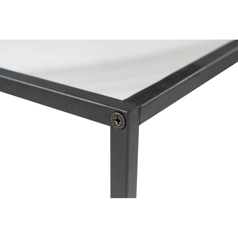 13.8'' Glass Top Console Table, 100cm L x 30cm W x 80cm H, Black, Clear