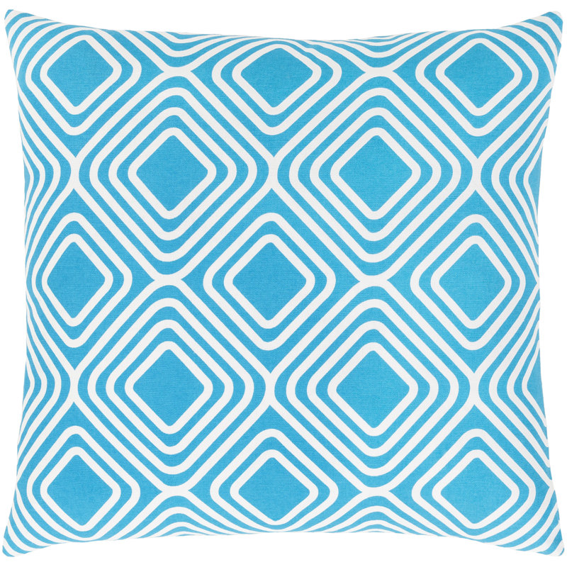 Housse de coussin en coton Ballina, H 20 po x l 20 po x P 0,25 po, Aigue-marine