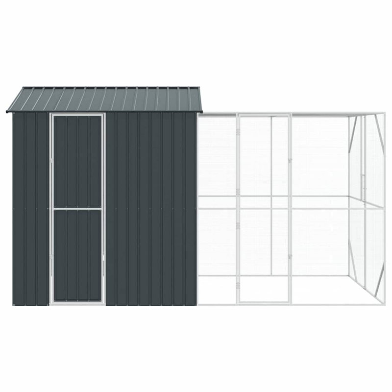 Cage à oiseaux vidaXL anthracite 164,57 x 82,68 x 97,24 po en acier galvanisé, H 97,2 po x l 164,6 po x P 82,7 po