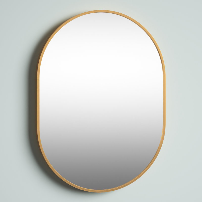 Miroir mural de salle de bain Malpress, Doré, 33" x 20", Ovale