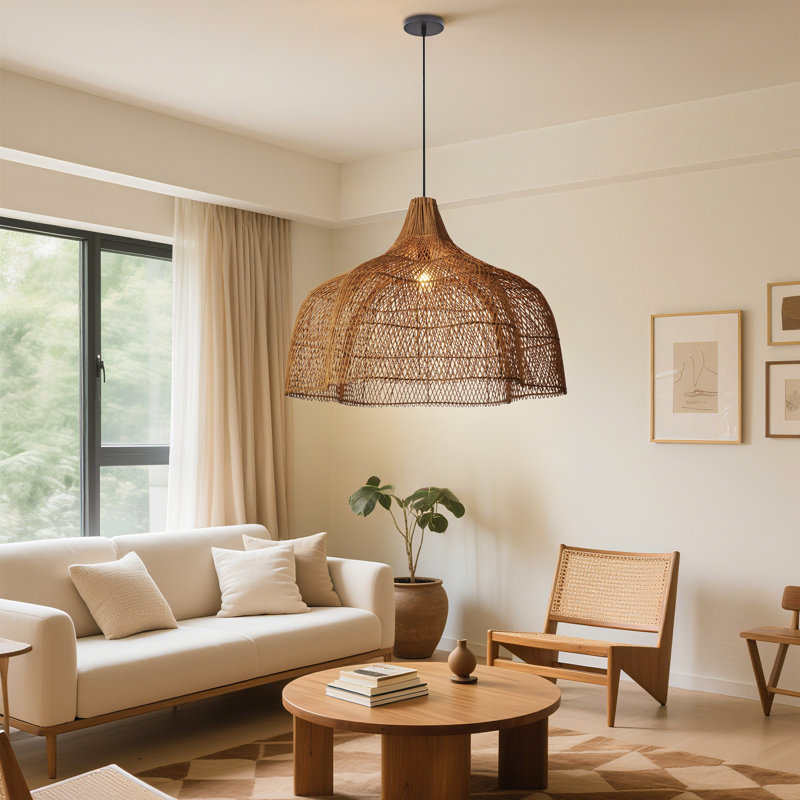 Large Rattan Pendant Lamp for Living Room, 78" H x 31.50" W x 31.50" D