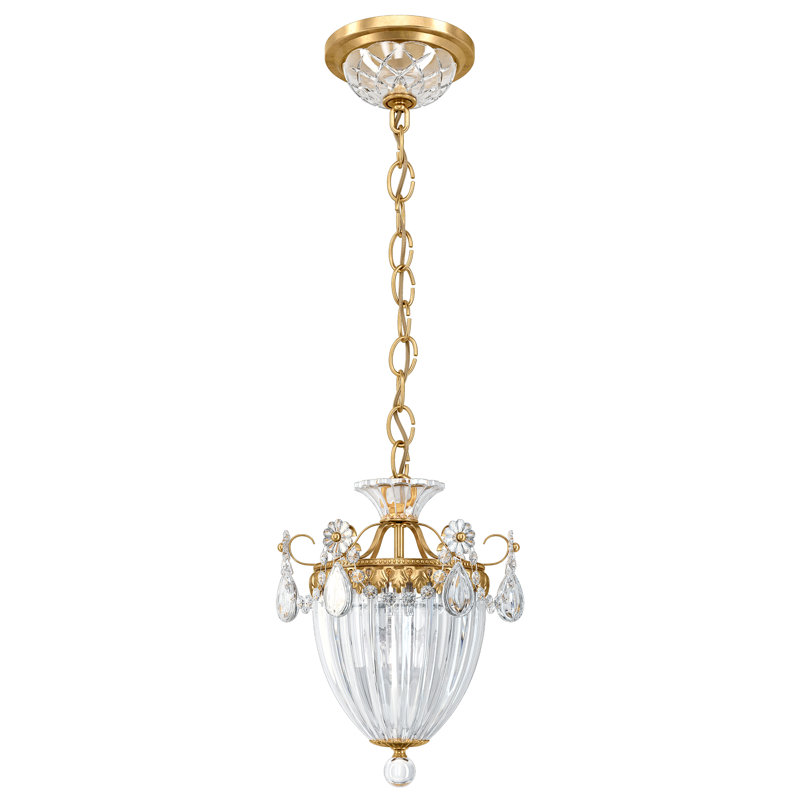 Bagatelle Pendant, Heirloom Gold, Heritage Handcut Crystal Clear, 12.5" H x 10.5" W x 10.5" D