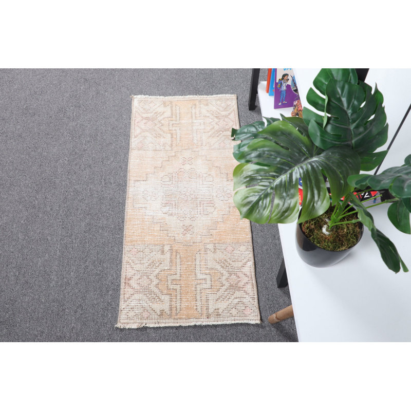 Vintage Turkish Small Rug In Beige For Kids Room And Home Decor With Bohemian Gift Rug Theme Perfect For Enhancing Your Interior Design With Antique Anatolian Carpet Style