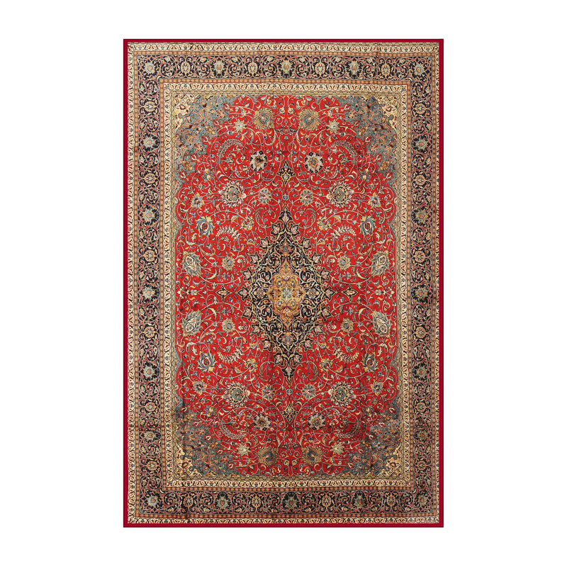 Tapis traditionnel rouge / gris / orange Datura, Rectangle 5 pi x 8 pi