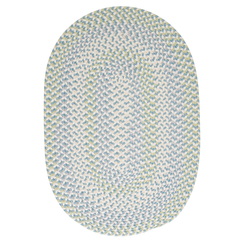 Tapis bleu / vert Carousel, Ovale 10 pi x 13 pi
