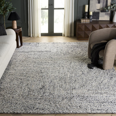 Tapis noir / ivoire en chanvre et en coton tissé à la main Natural Fiber