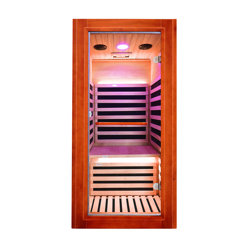 Sauna infrarouge en bois Eumen pour 1 personne avec haut-parleurs Bluetooth et lampes de lecture Eulen