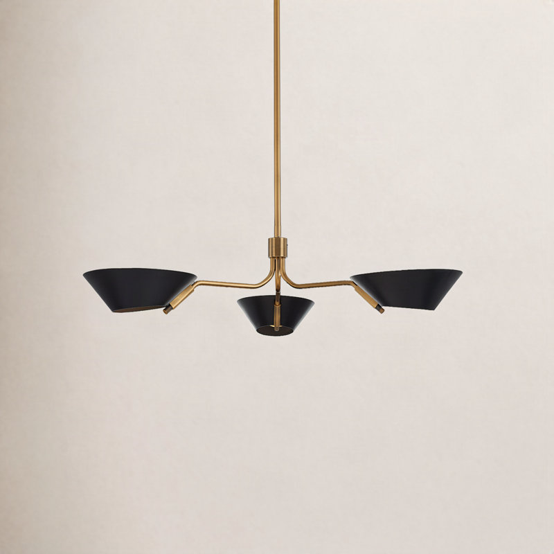 Sacramento Iron 3-Light Chandelier, Patina Brass/Soft Black