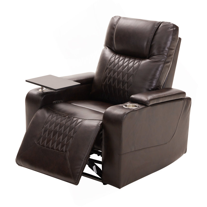 Power Motion Recliner With USB Charging Port And Hidden Arm Storage 2 Convenient Cup Holders Design And 360° Swivel Tray Table