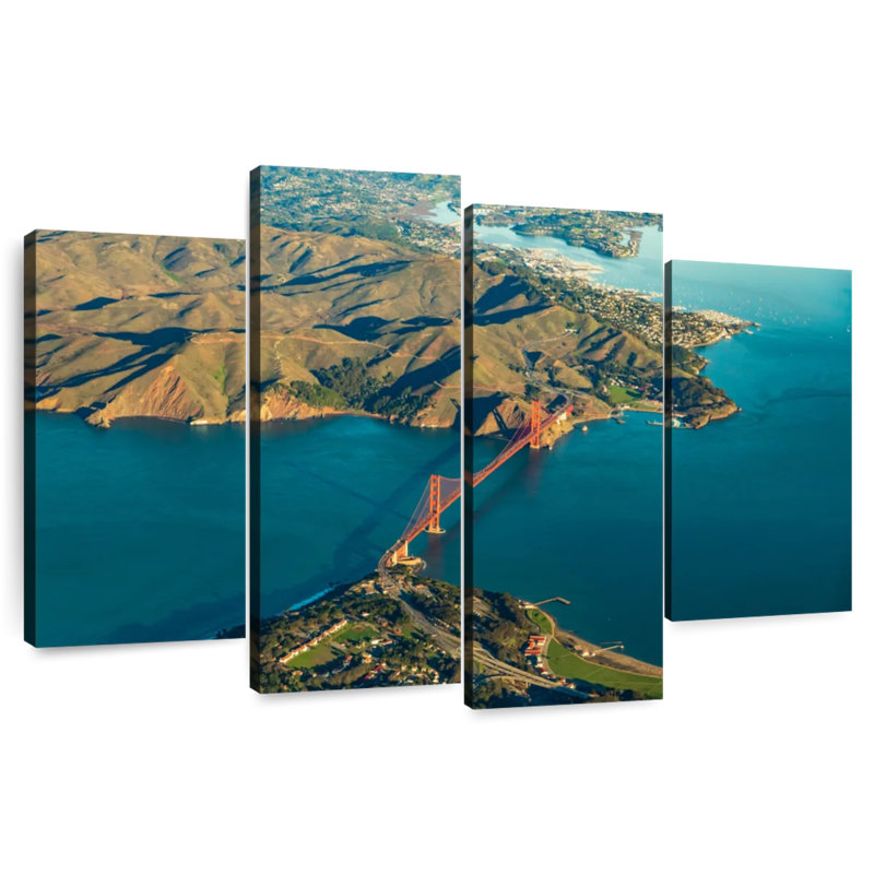 Vue aérienne du Golden Gate Bridge, H 32 po x l 52 po