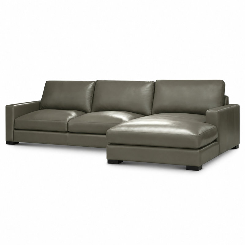 Canapé modulaire en cuir Eudia, Accoudoir à droite (vu de face)