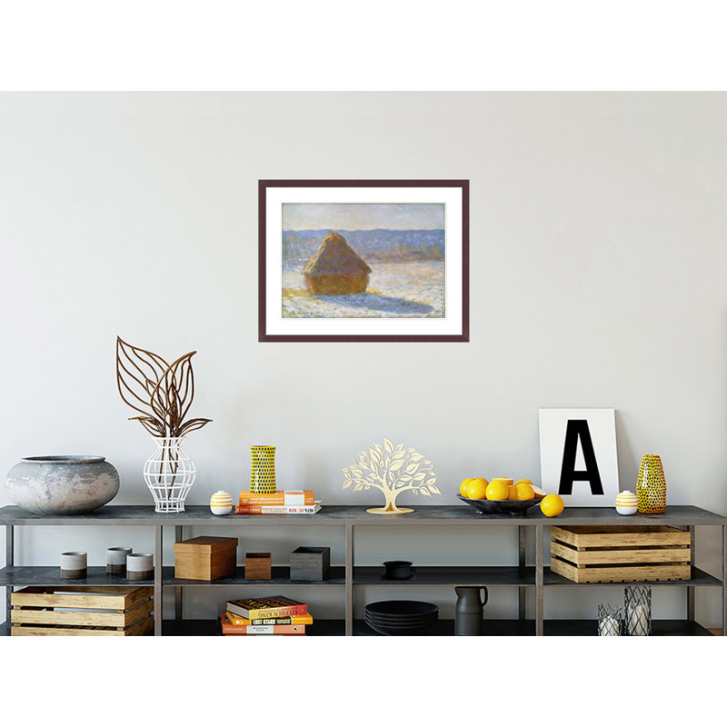 Grainstack (effet de neige) par Claude Monet, impression giclée sur cadre, H 22,66 po x l 29,5 po