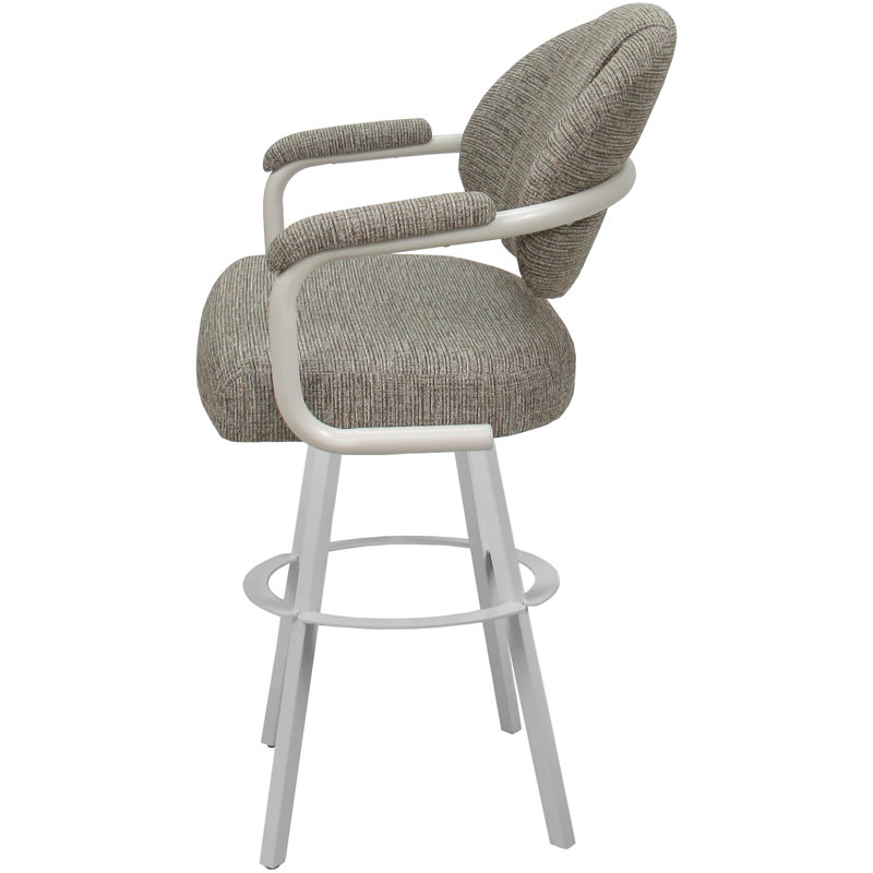 Tabouret de comptoir pivotant 30 po Mahlum, Mélange de polyester brun clair / cadre blanc