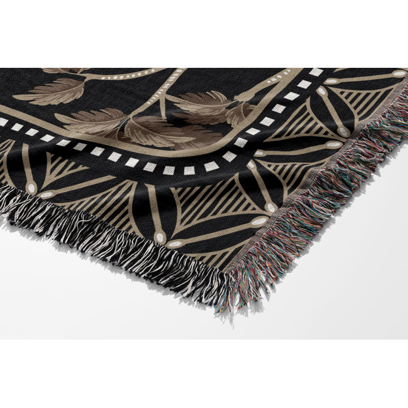 Jeté en mélange de coton Crocodile, L 70 po x l 50 po, Noir / blanc cassé