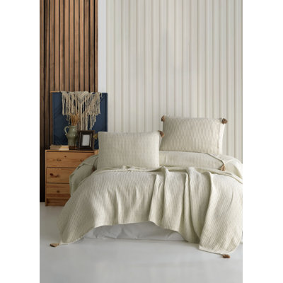 Ensemble luxueux double piqué, 100% coton, couleur vison | Comprend 2 taies d'oreiller (19,7 po x 27,6 po) | Jacquard Design, 8,8 oz / verge carrée | Lavable à la machine à 86 ° F, doux et respirant, parfait pour les chambres confortables