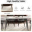 Table de salle à manger 62,99 po en pierre artificielle moderne à bord arrondi gris foncé et pieds en métal gris foncé pouvant accueillir 6 personnes (table de salle à manger seulement)-661603101-661603099