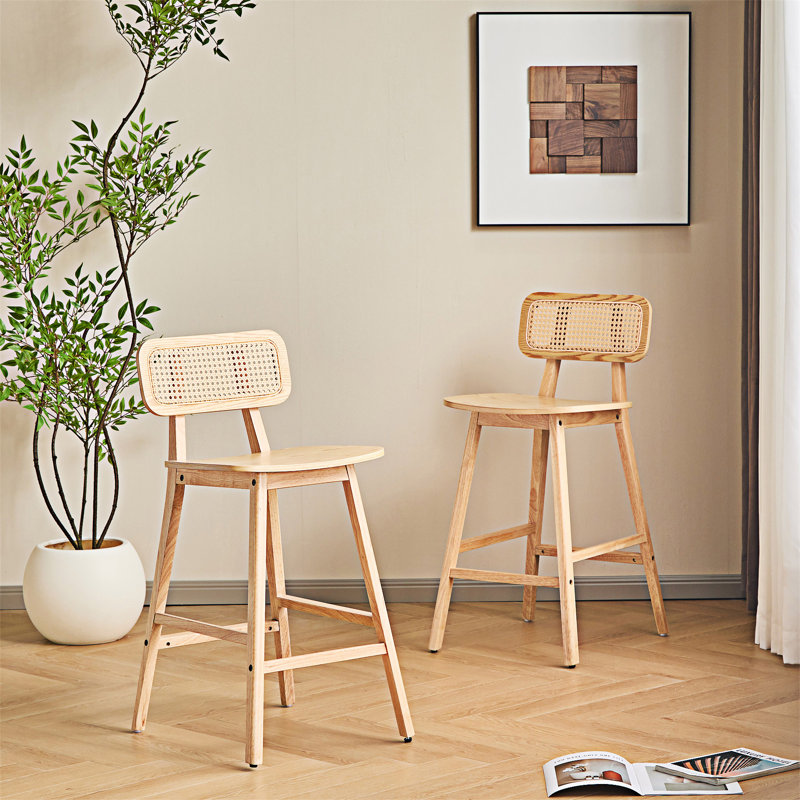 Ensemble de 2 chaises d'appoint en bois, Naturel