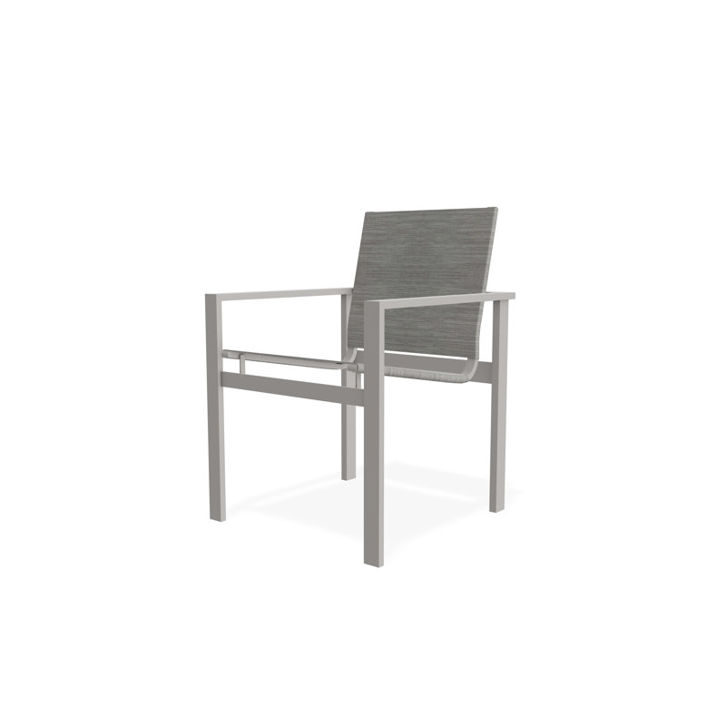 Tribeca Sling Stacking Arm Chair, Warm Gray, Smoke