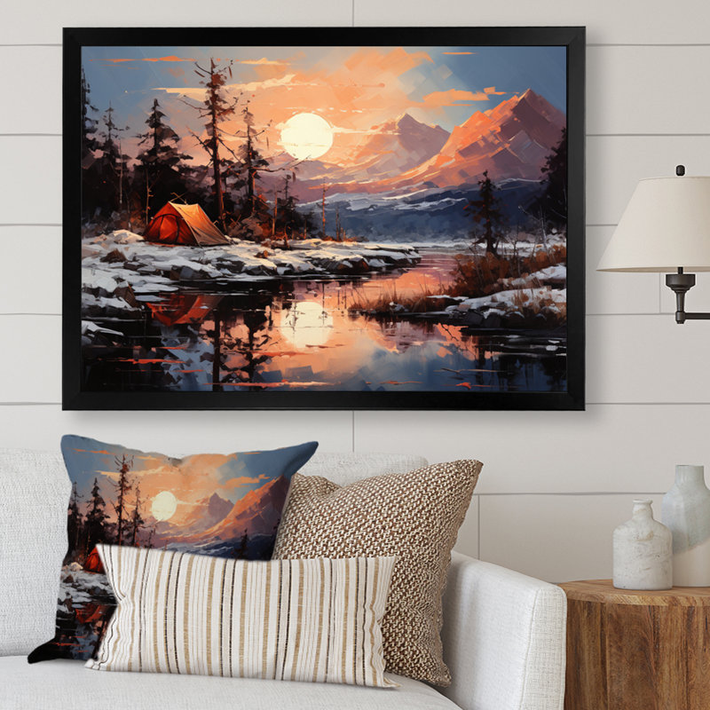 «Campingtravel Winters Whisper IV», reproduction sur toile, Cadre simple noir, H 16 po x l 32 po x P 1 po