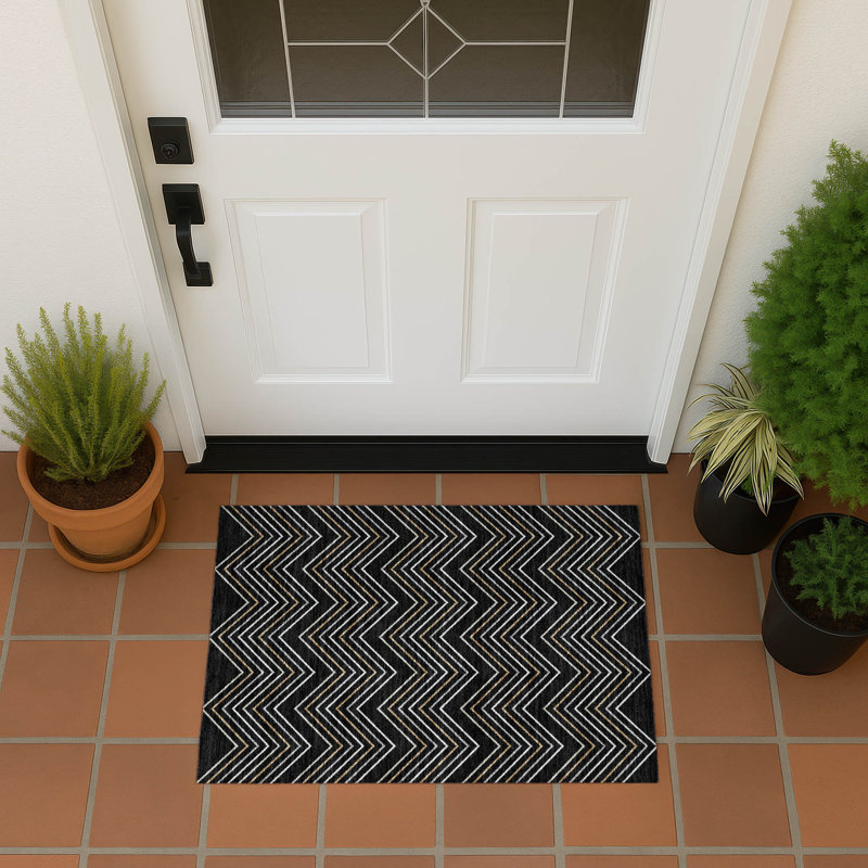 Machine Washable Indoor/Outdoor Jozwiak ACN2391 Geometric Rug, Rectangle 1'8" x 2'6"