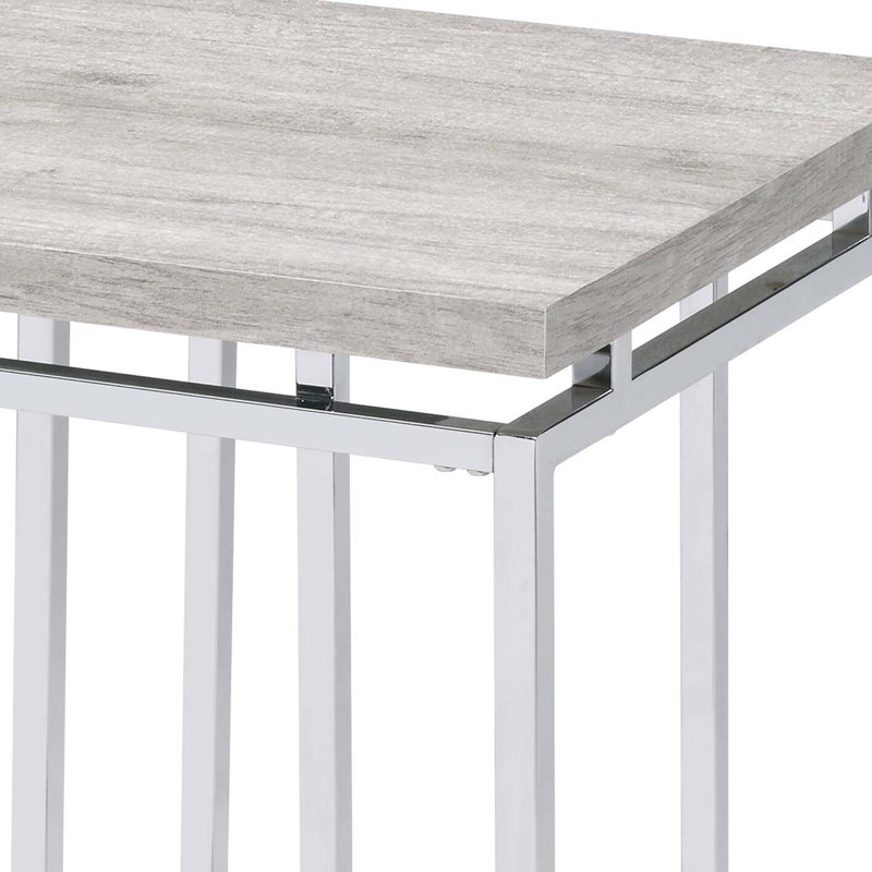 Natural Oak & Chrome Finish End Table