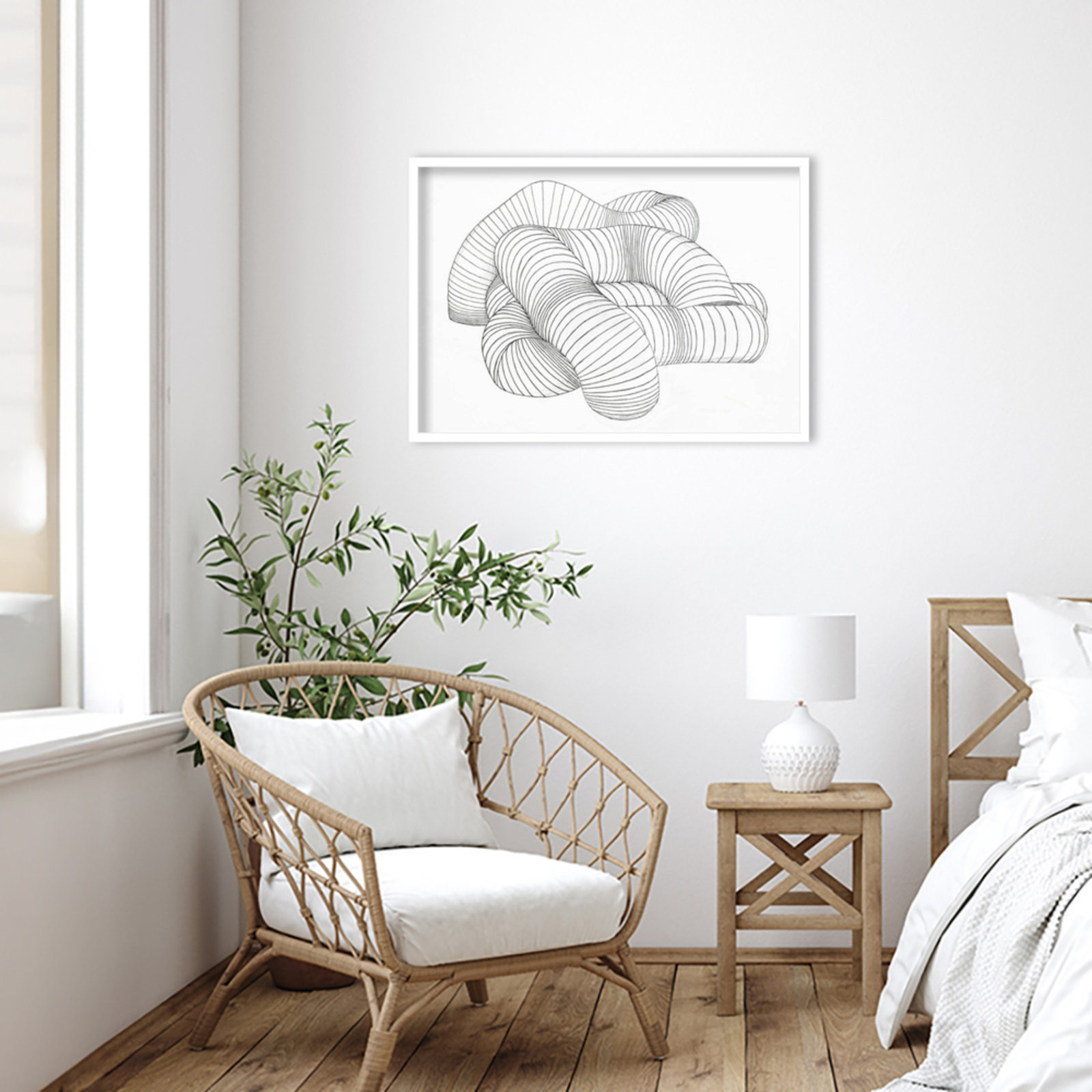 Grudie Hydro Pipes Print by Alex Dunn, 24" H x 33" W x 1" D, White