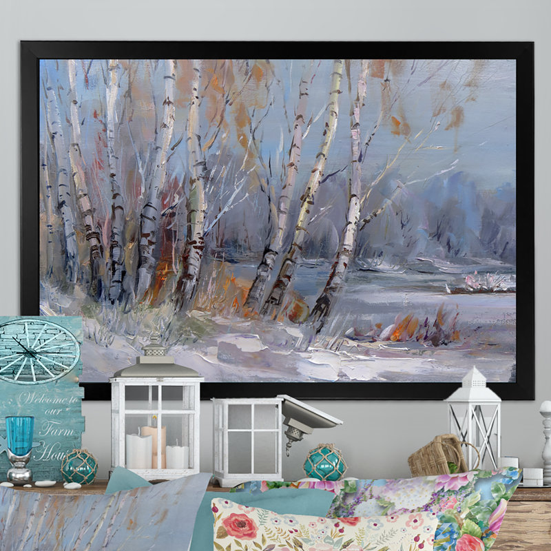 Winter Birches Forest II - On, Toile avec cadre noir, H 8 po x l 12 po x P 0,1 po