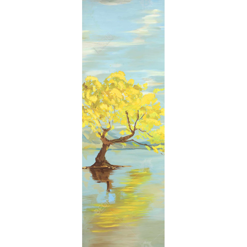 " Spring Lanscape With A Tree In A Lake "