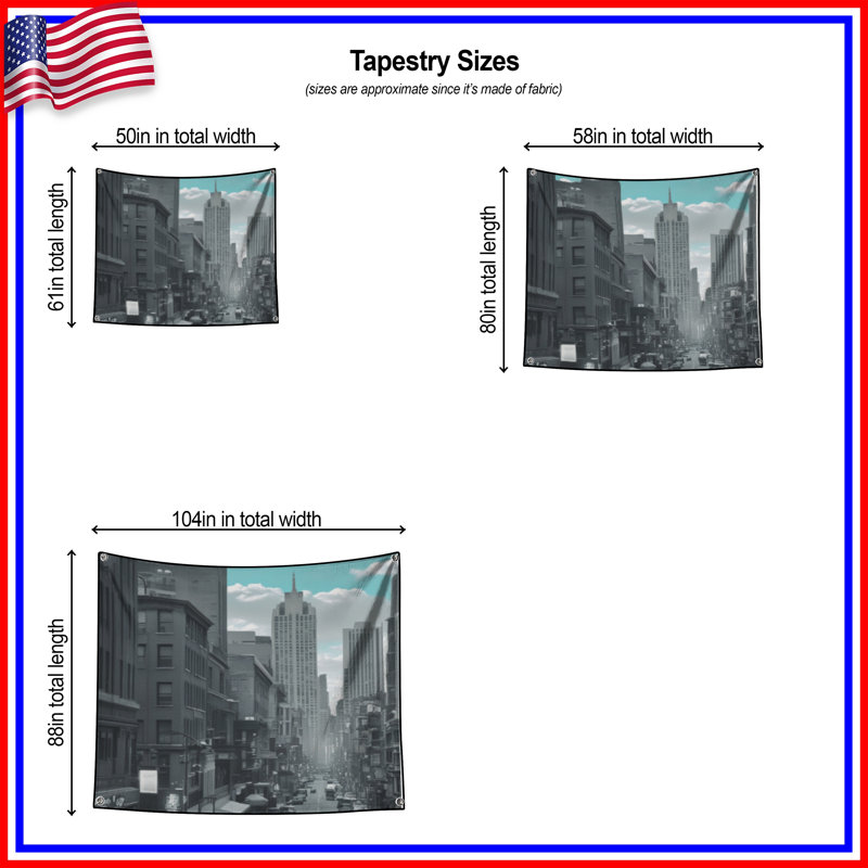 Tapisserie murale Urban Cityscape, 50 po H x 60 po L avec 4 œillets