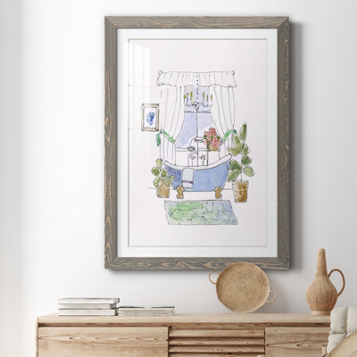 «Sketchy Bath III» - peinture encadrée