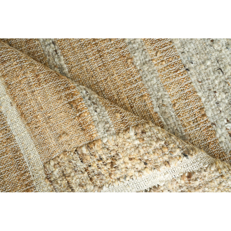 Pompano Hand Woven Wool/Jute Beige/Brown/Ivory Area Rug, 8'X10'