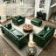 Ensemble canapé Chesterfield modulaire 6 places en similicuir avec pouf, vert-917663502