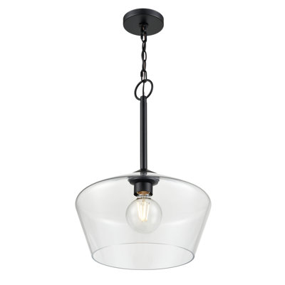 Luminaire suspendu 1 lumière avec abat-jour en verre transparent Longshore Tides Borghild