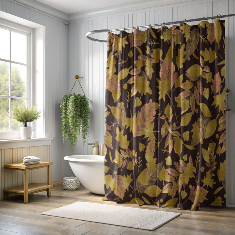 Fall Riches - Rideau de douche standard 1 pièce, H 74 po x l 71 po