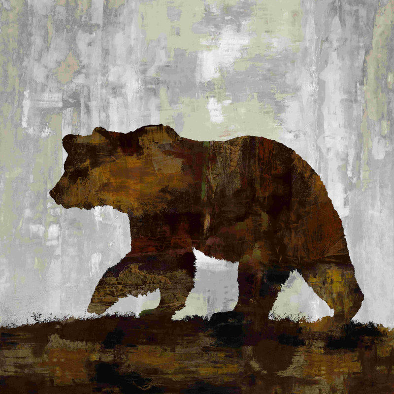 Ours - peinture sur toile tendue, H 12 po x l 12 po