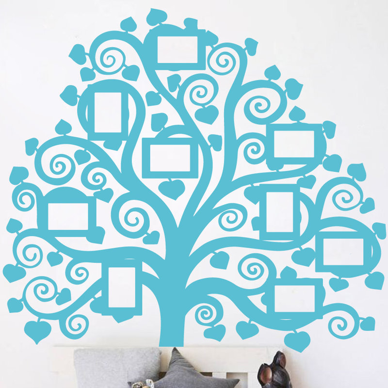 Décalcomanie murale images arbre familial, Bleu geyser