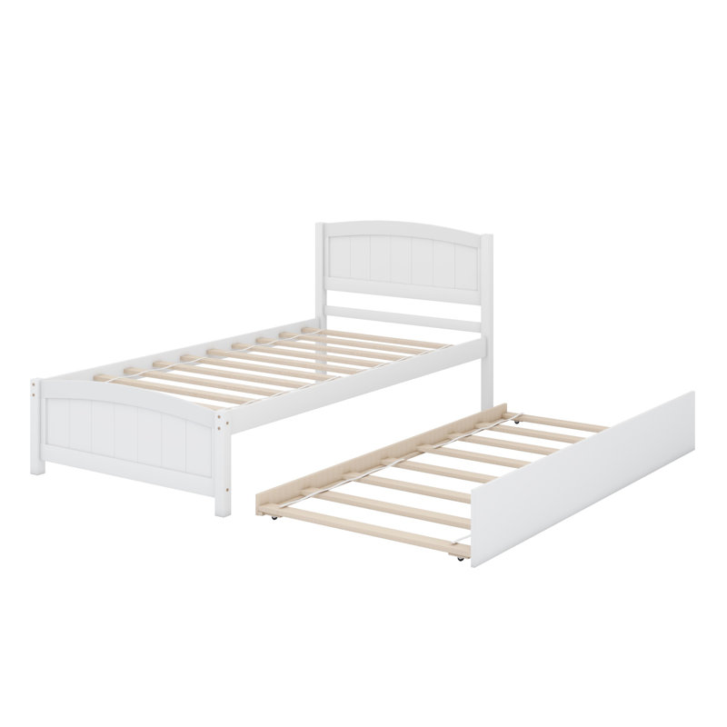 Lit plateforme avec lit gigogne, Blanc