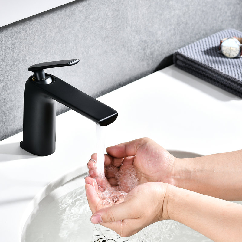 Matte Black Bathroom Tap - Single Hole, Solid Brass, For Health, Modern And Stylish Fixture Hole Faucet To Corrosion Rust, Maintains Cleanliness Style