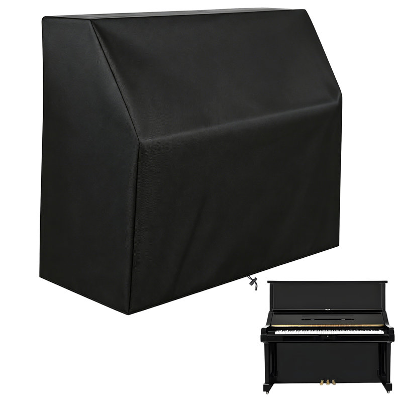 Upright Piano Cover, Piano Full Cover Dustproof Waterproof, Silver-coated Oxford Fabric Piano Protective Cover Black, Block Sunlight, Moisture, Dust