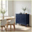 Grande table de bout moderne avec rangement à 32 tiroirs cannelés bleu 32 po-129160731
